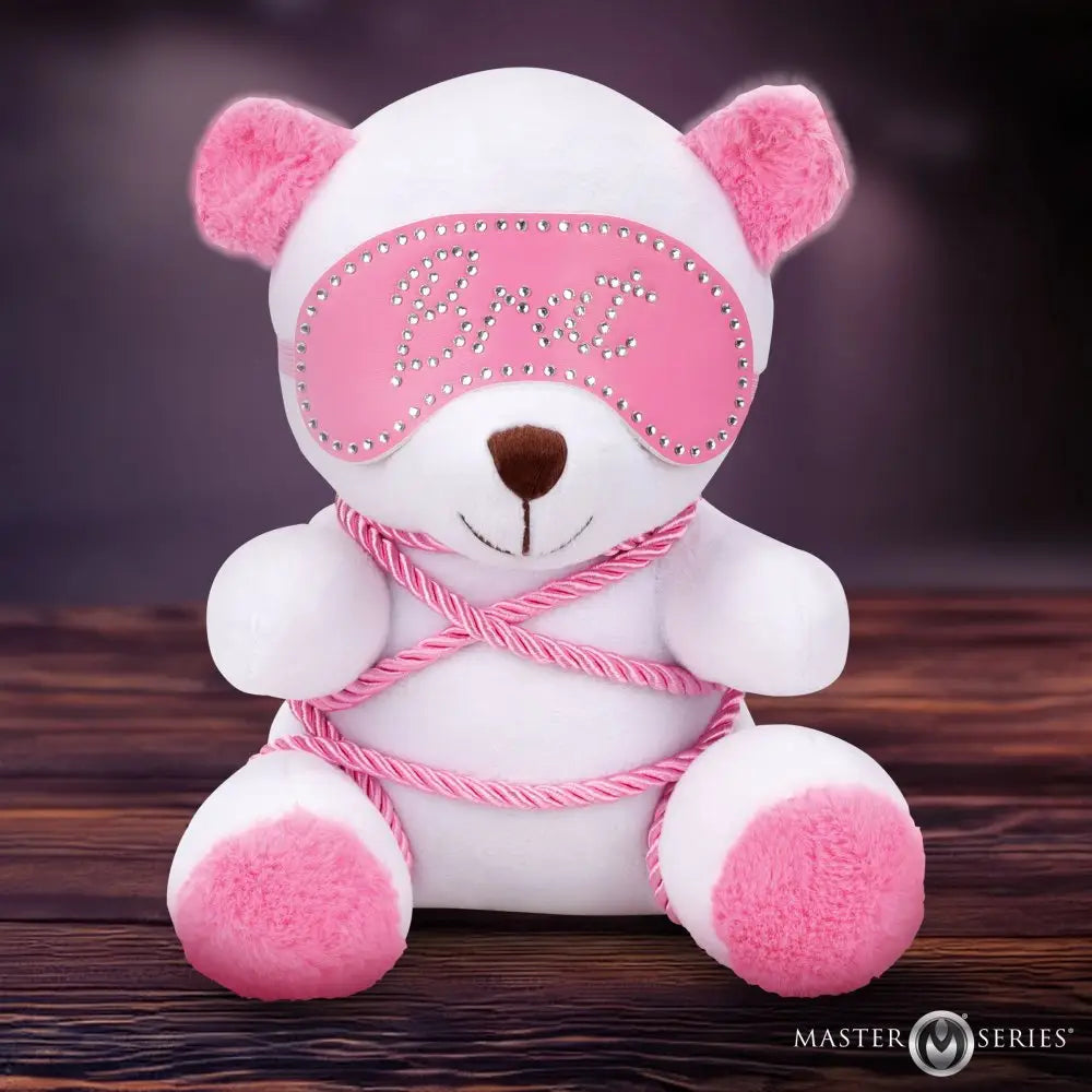 XR Brands® Master Series Brat Bondage Bear – BDSM Plush Teddy with Shibari Rope & Bedazzled Blindfold