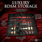 XR Brands® Master Series Discreet BDSM Travel Bag – Hanging Organizer with 7 Pockets & Shoulder Strap Black