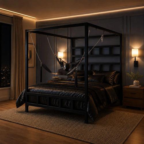 XR Brands® Master Series King-Size Dungeon Bed with Suspension Canopy