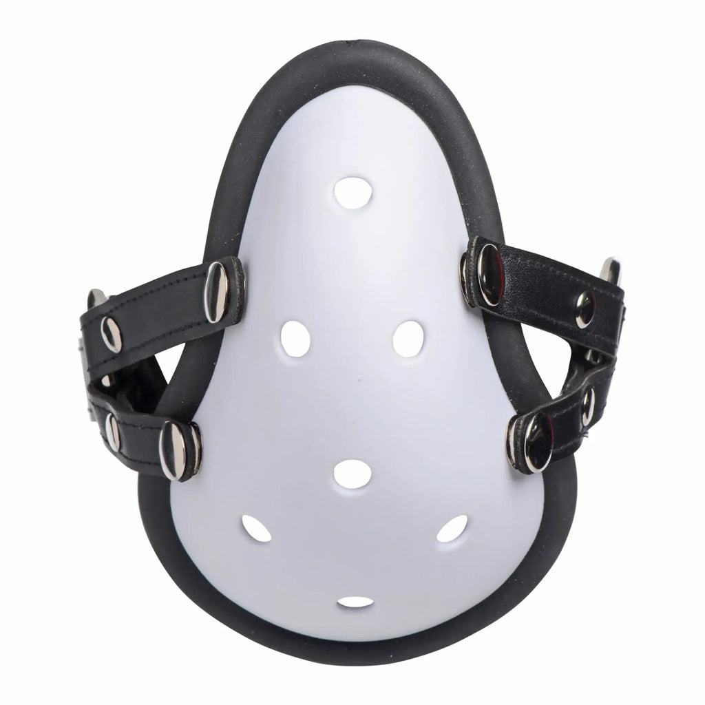 XR Brands® Master Series Musk Athletic Cup Muzzle – Scent Play BDSM Mask White