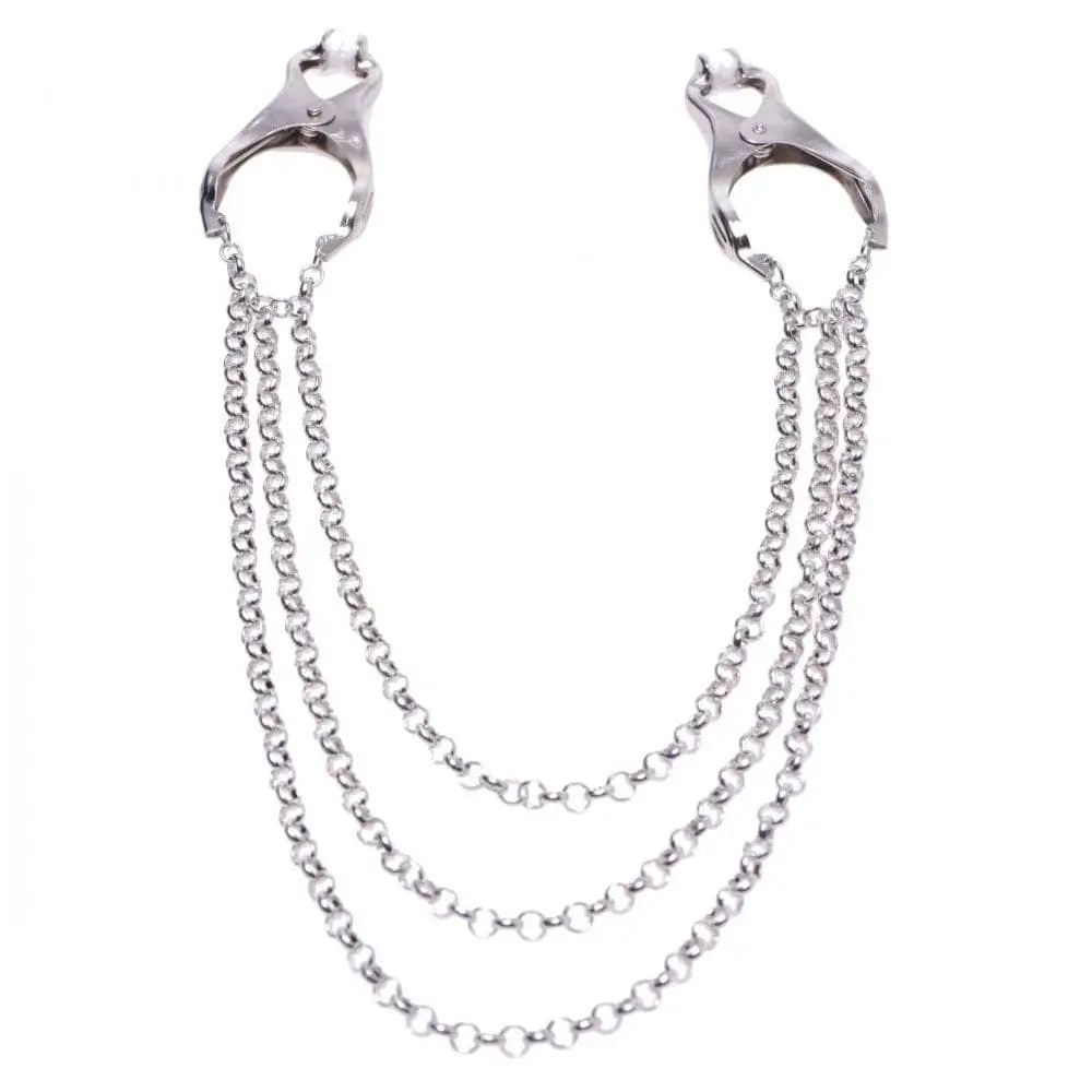 XR Brands® Master Series® Affix Triple Chain Nipple Clamps - Rolik®