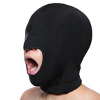 XR Brands® Master Series® Blow Hole Open Mouth Spandex Hood - Black