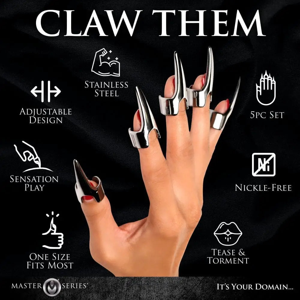 XR Brands® Master Series® Clawed 5-Piece Sensation Play Ring Set - Rolik®