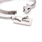Master Series® Cuffed Locking Bracelet and Key Necklace - Silver - Restraints