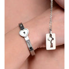 Master Series® Cuffed Locking Bracelet and Key Necklace - Silver - Restraints
