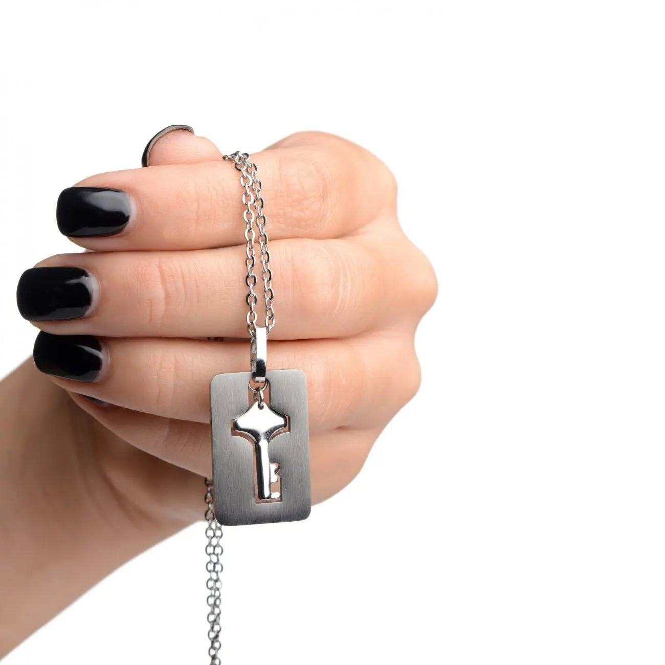 Master Series® Cuffed Locking Bracelet and Key Necklace - Silver - Restraints