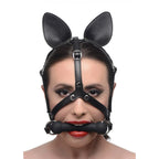 Master Series® Dark Horse Pony Head Harness With Silicone Bit - Black - Gags