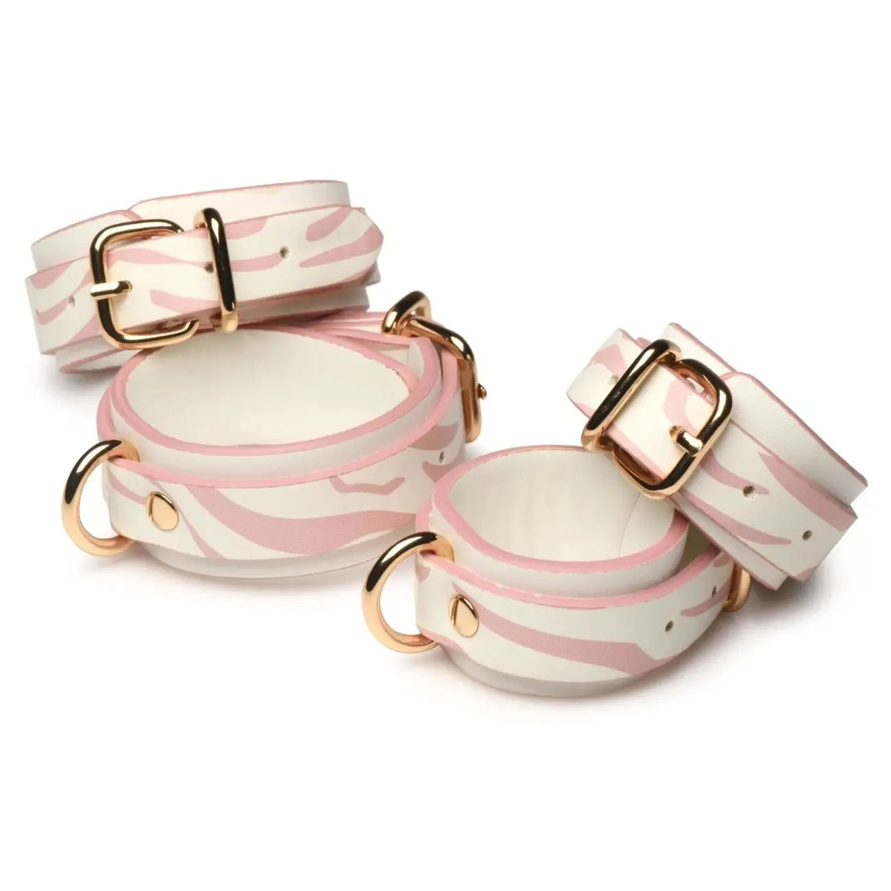XR Brands® Master Series® Pink Tiger Kitty Bondage Set - 7-Piece Vegan Leather Kit Multicolor