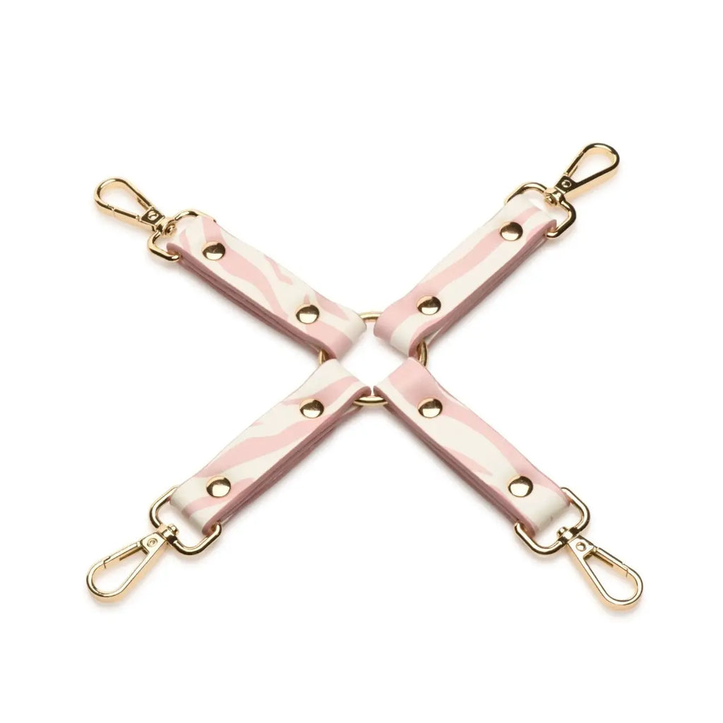 XR Brands® Master Series® Pink Tiger Kitty Bondage Set - 7-Piece Vegan Leather Kit Multicolor