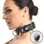 XR Brands® Master Series® Tracer Vegan Leather Tracking Collar | Adjustable | Lockable Black