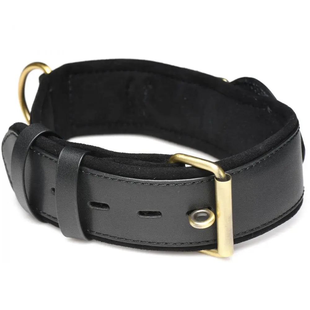 XR Brands® Master Series® Tracer Vegan Leather Tracking Collar | Adjustable | Lockable Black