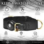 XR Brands® Master Series® Tracer Vegan Leather Tracking Collar | Adjustable | Lockable Black