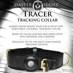 XR Brands® Master Series® Tracer Vegan Leather Tracking Collar | Adjustable | Lockable Black