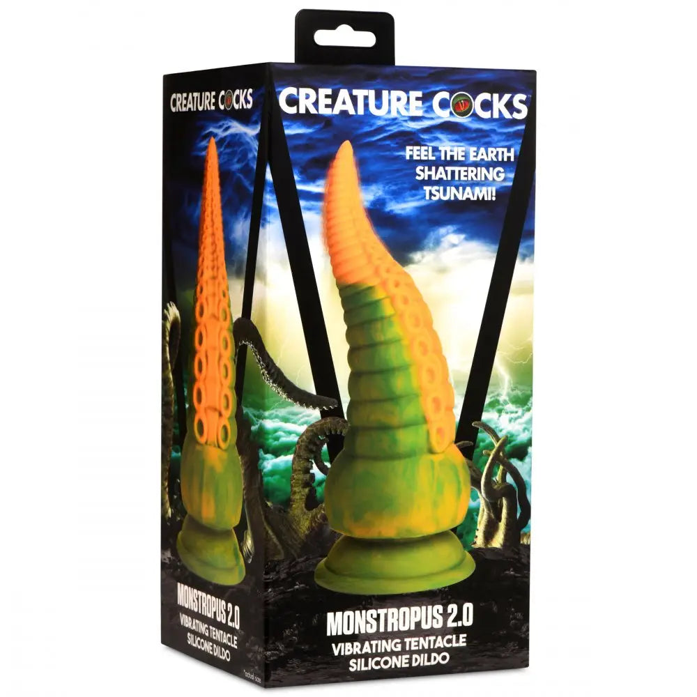 Monstropus 2.0 Vibrating Tentacle Silicone Dildo - Yellow & Green
