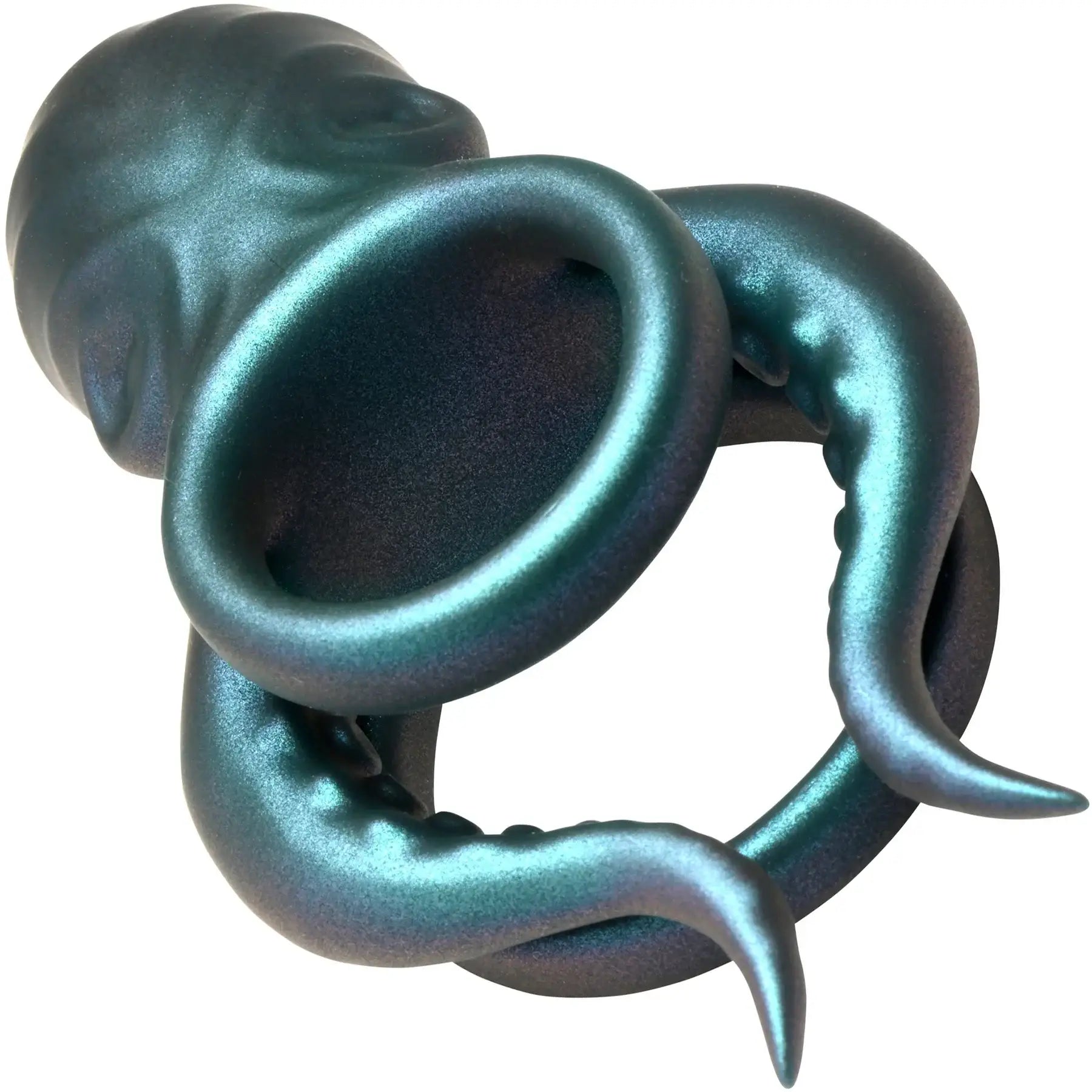 XR Brands® Octo-Grip Triple Motor Vibrating C-Ring with Remote Teal