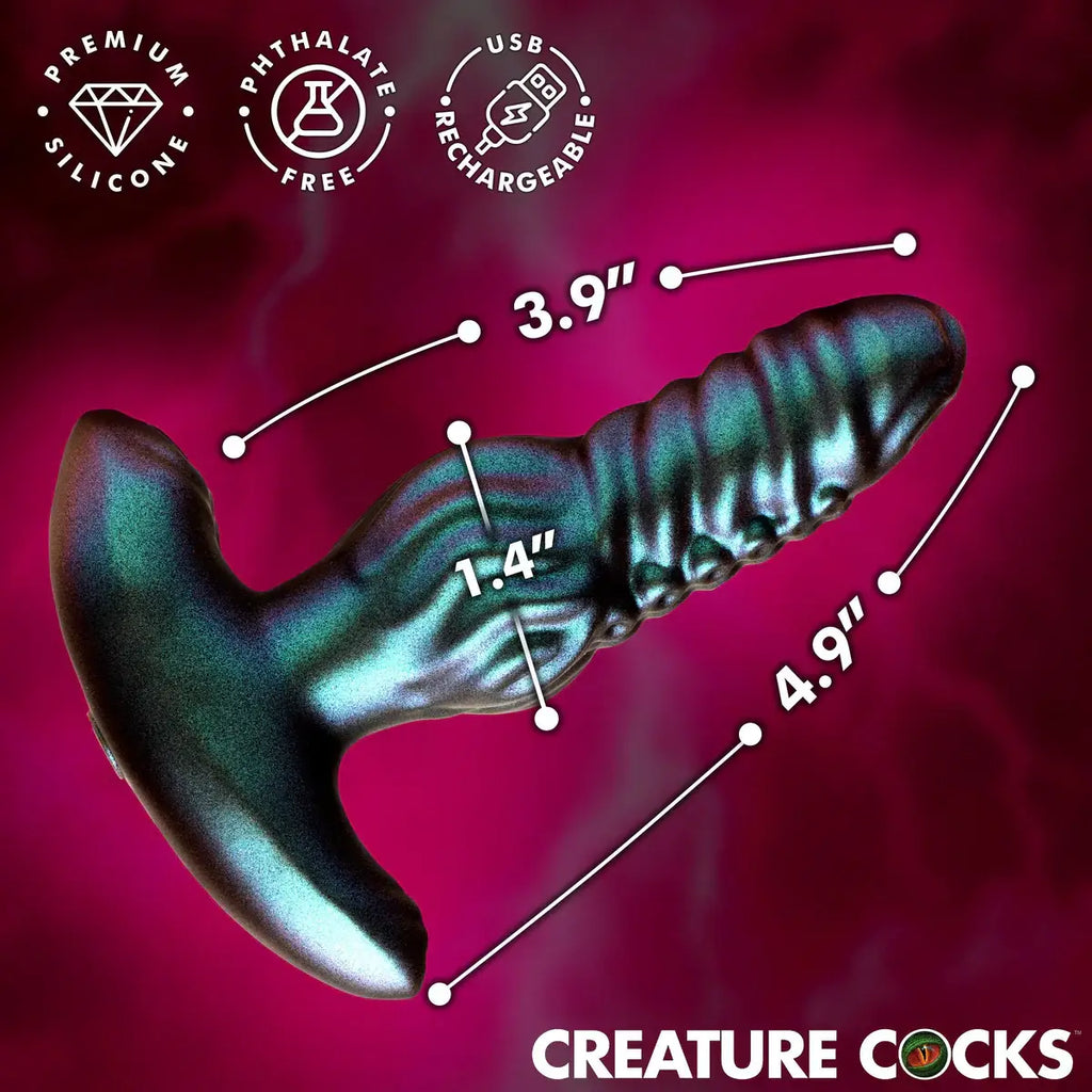 XR Brands® Octo-Squirm Vibrating & Rotating Silicone Anal Plug | Remote Control