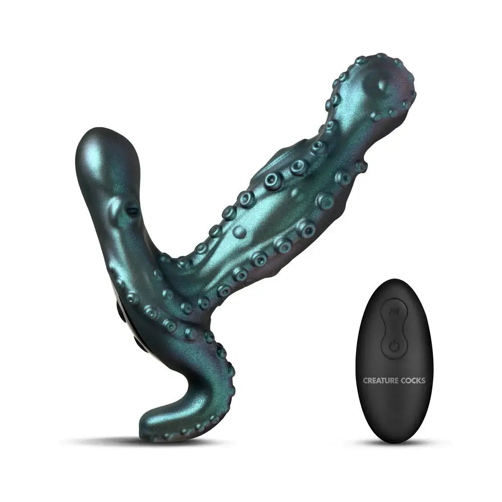 XR Brands® Octoprobe Gyrating Prostate Vibrator with Remote – Deep Sea Fantasy Design Teal