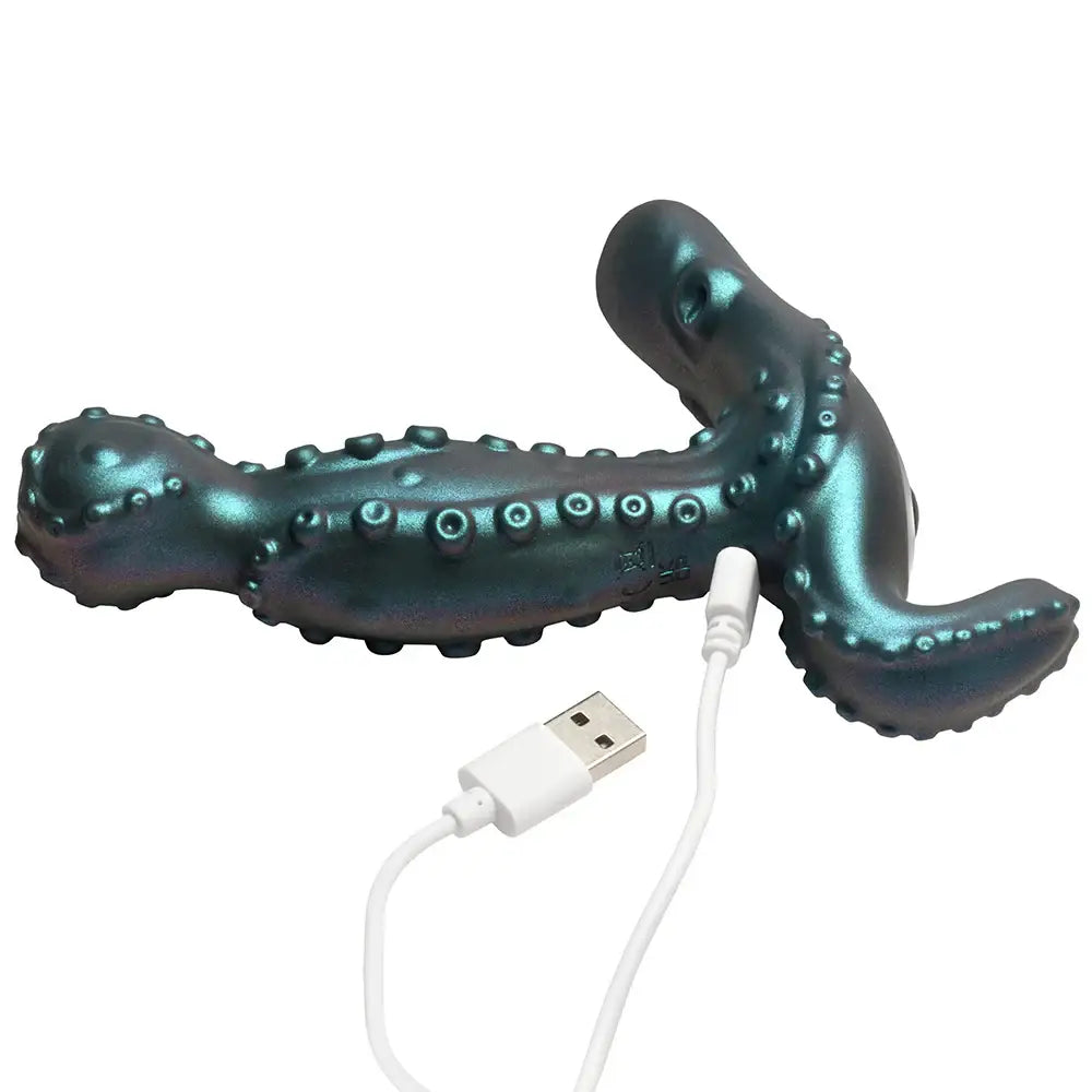 XR Brands® Octoprobe Gyrating Prostate Vibrator with Remote – Deep Sea Fantasy Design Teal