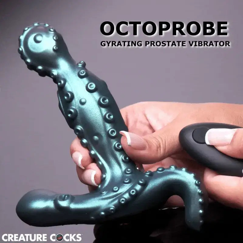 XR Brands® Octoprobe Gyrating Prostate Vibrator with Remote – Deep Sea Fantasy Design Teal