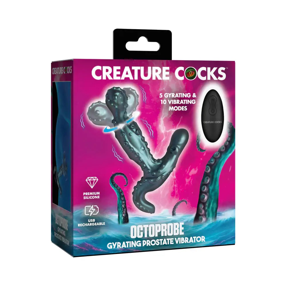 XR Brands® Octoprobe Gyrating Prostate Vibrator with Remote – Deep Sea Fantasy Design Teal