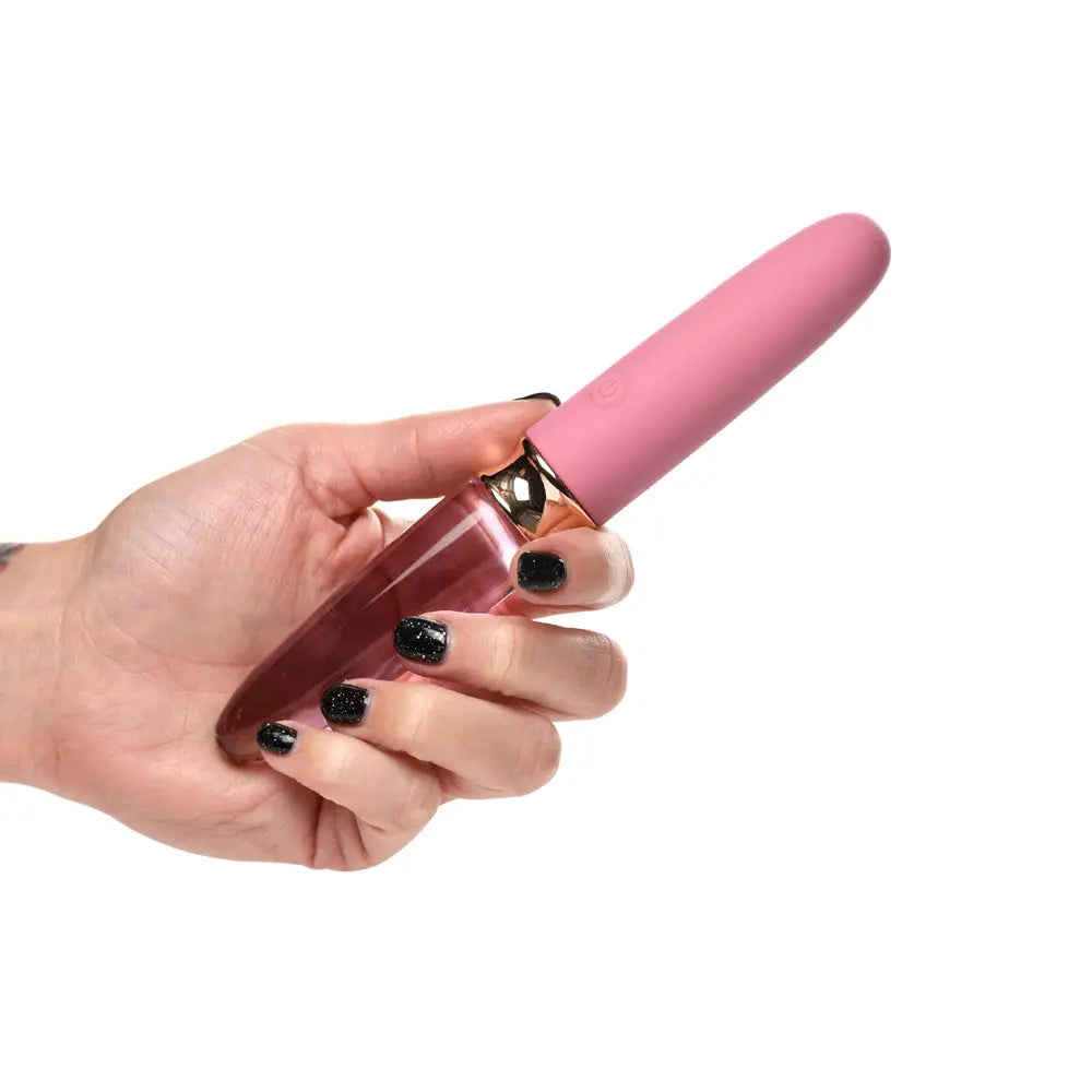 Prisms® 10X Rosé Dual Ended Smooth Silicone and Glass Vibrator - Pink