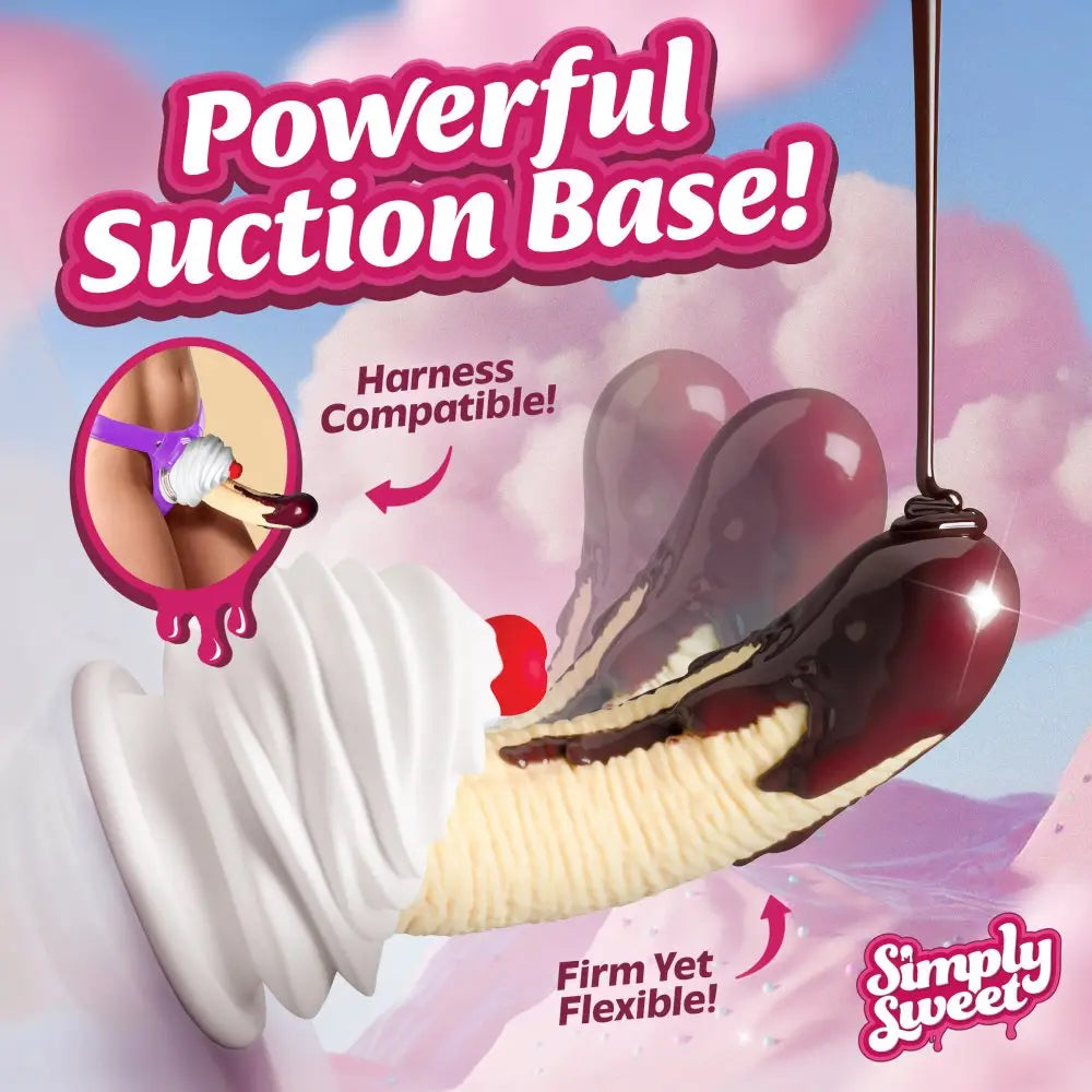 XR Brands® Simply Sweet Chocolate Dipped Banana Split Silicone Dildo – Suction Base G-Spot Curve Multicolor