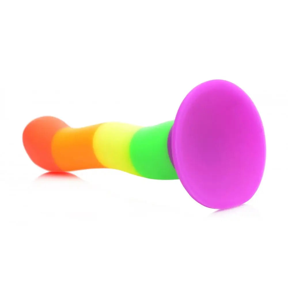 Strap U® Proud Rainbow Vibrating Silicone Dildo with Harness