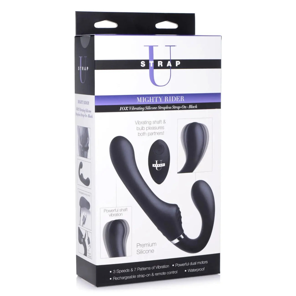 Strap U® 10X Remote Vibrating Silicone Strapless - on - Dildo