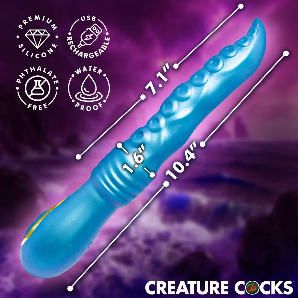 XR Brands® Tenta-Squirm Squirming & Vibrating Silicone Vibrator | Dual Motor | Fantasy Blue