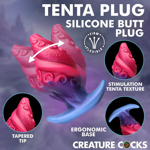 XR Brands® Tentaplug Spiral Tentacle Butt Plug | Girthy Textured Body-Safe Silicone Multicolor