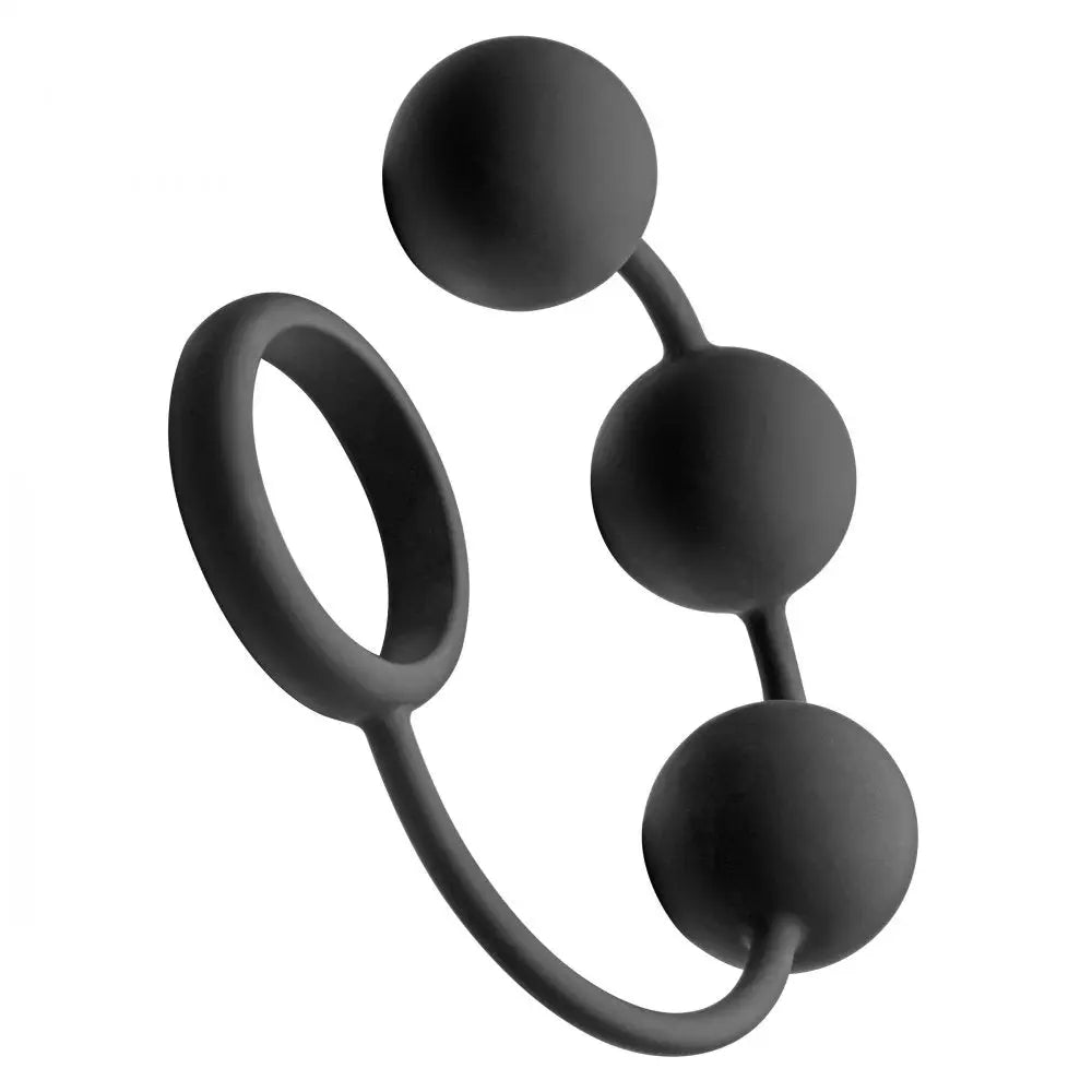 Tom of Finland® Silicone C - Ring with 3 Weighted Balls - Black - C-Ring