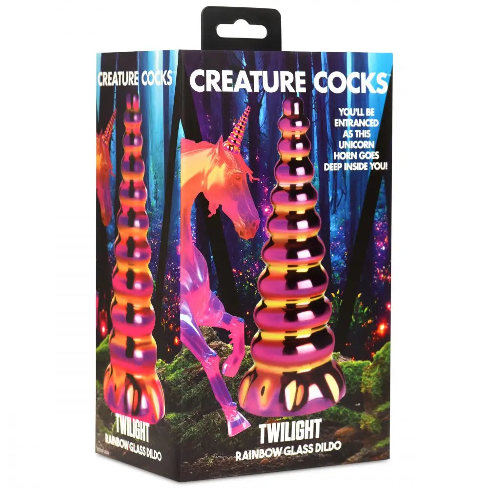 Twilight Rainbow Glass Dildo - Gold