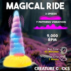 XR Brands® Unicorn Glow-in-the-Dark Vibrating Silicone Dildo - Rolik®