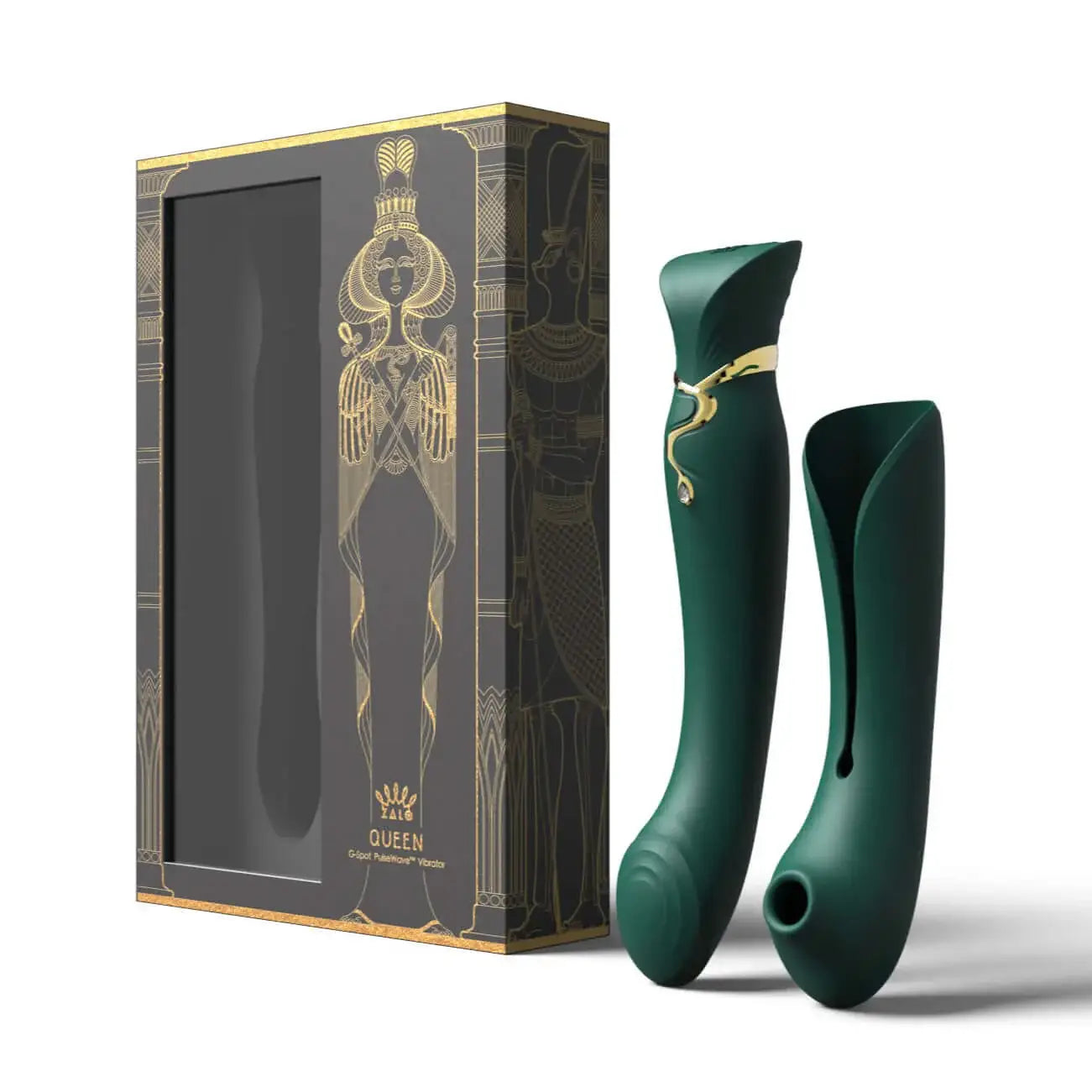 Queen G - Spot PulseWave Vibrator with Suction Sleeve - Green