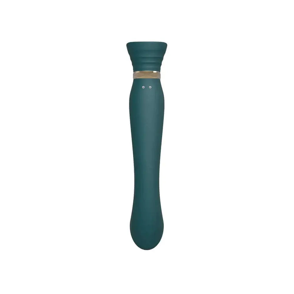 Queen G - Spot PulseWave Vibrator with Suction Sleeve - Green