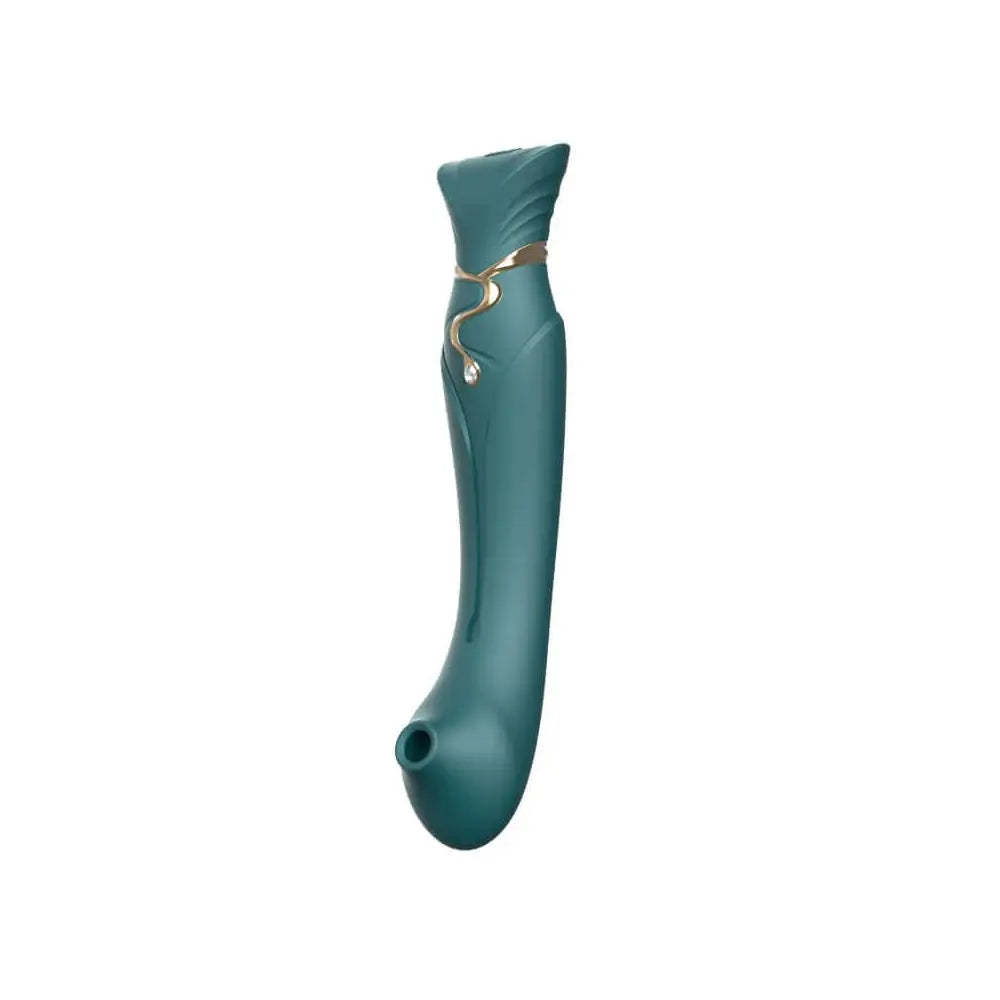 Queen G - Spot PulseWave Vibrator with Suction Sleeve - Green