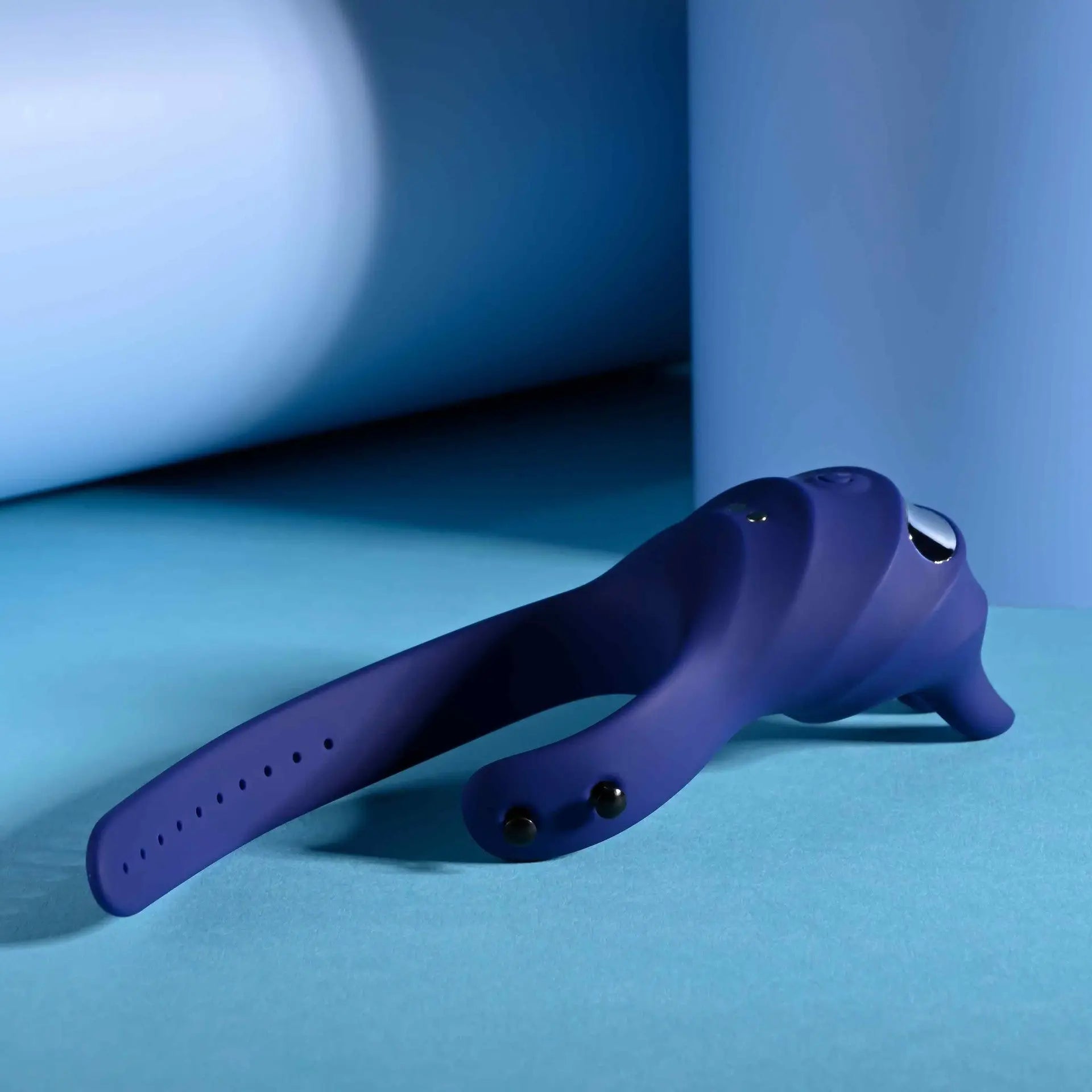 Adjustable Fun Ring Rechargeable Vibrating C-Ring with Remote - Blue
