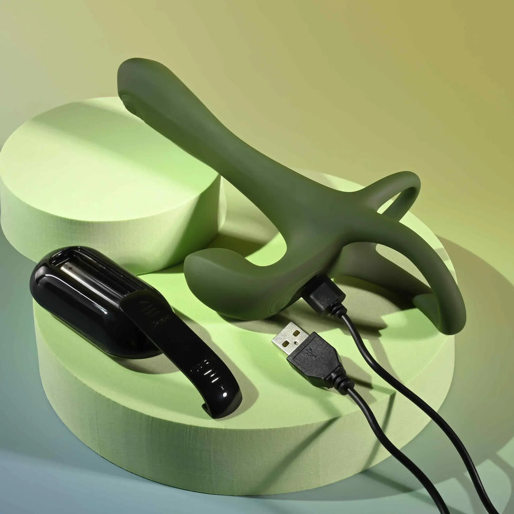 Strap Tap & Go Wearable Dual Vibrator - Army Green