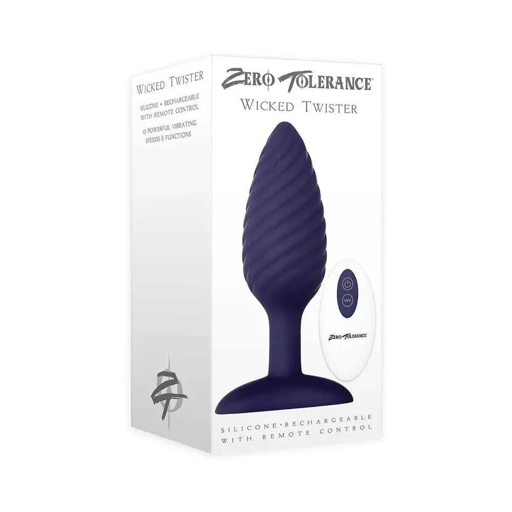 Wicked Twister Remote Vibrating Butt Plug with - Purple