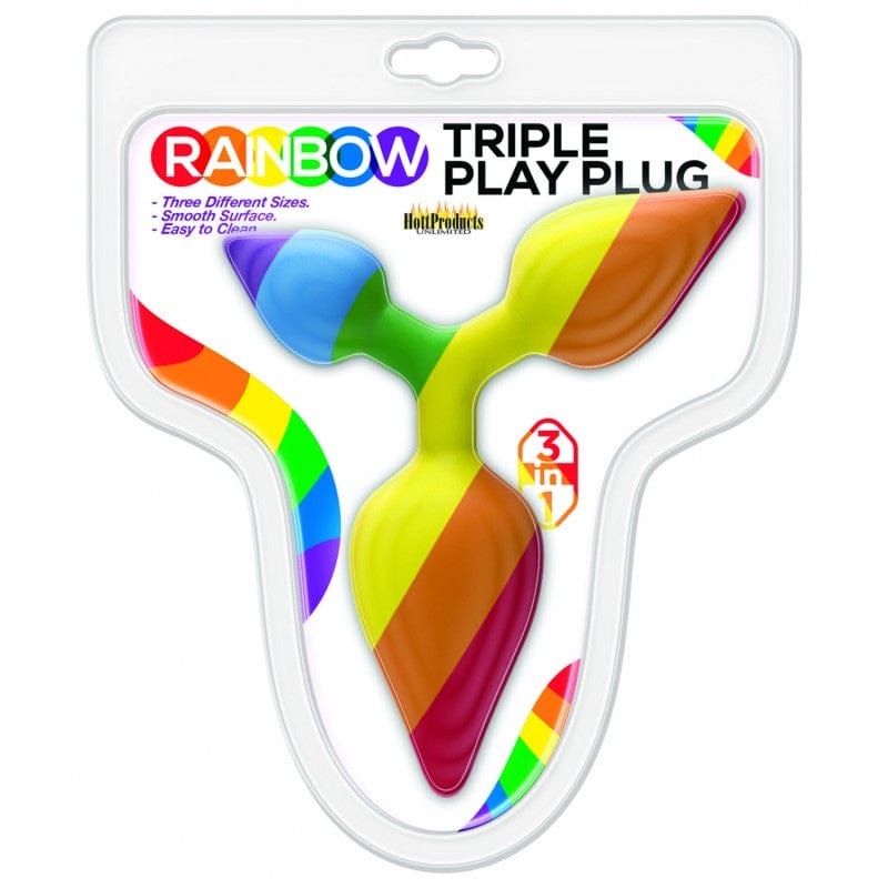 Rainbow Triple Play Butt Plug by Hott Products - rolik