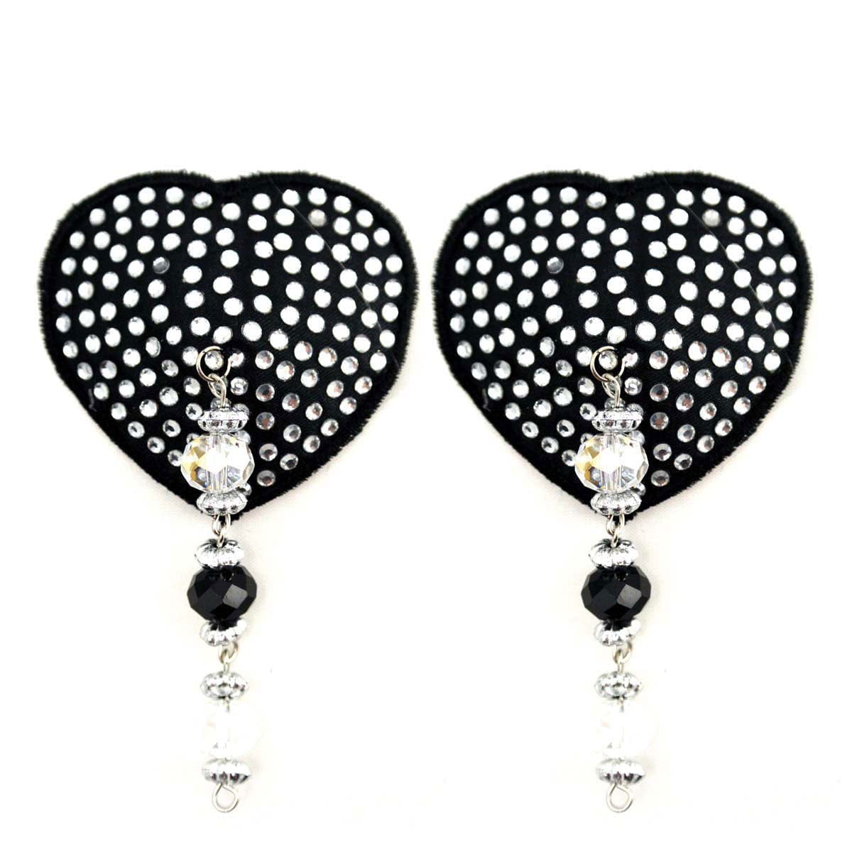 Heart Black Crystal Pasties w/ Beads by Bijoux de Nip - rolik