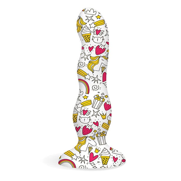 Icon Brands Collage Cupcakes + Unicorns Curvy Silicone Dildo - Rolik®