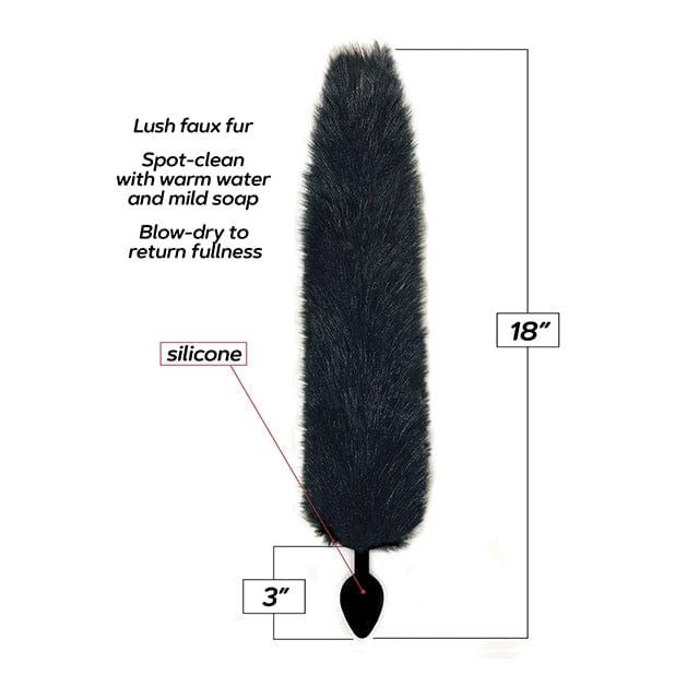 Icon Brands Foxy Fox Tail Silicone Butt Plug Black - Rolik®