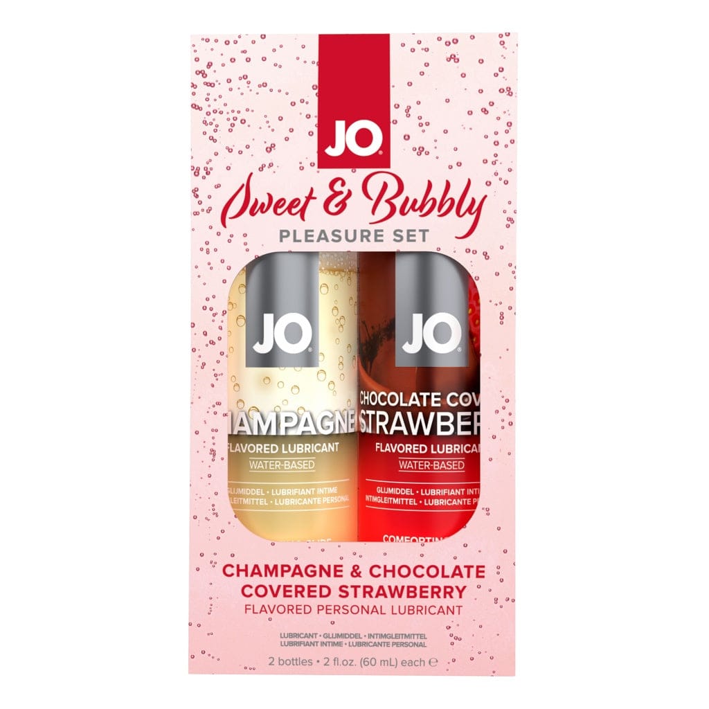 JO® Sweet & Bubbly Champagne/Chocolate Strawberry Flavored Water-Based Lube Set - Rolik®