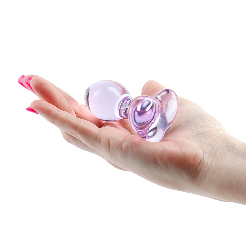 NS Novelties Crystal Heart Glass Anal Plug Purple - Rolik®