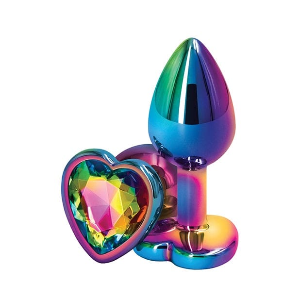 NS Novelties Rear Assets Multicolor Heart Butt Plug Small Rainbow - Rolik®