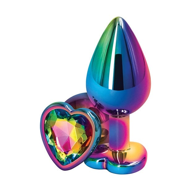 NS Novelties Rear Assets Multicolor Heart Butt Plug Medium Rainbow - Rolik®