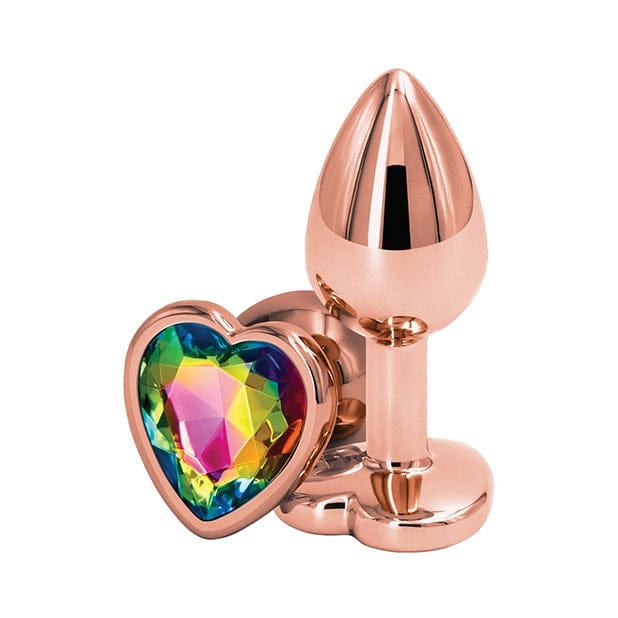 NS Novelties Rear Assets Rose Gold Heart Butt Plug Small Rainbow - Rolik®