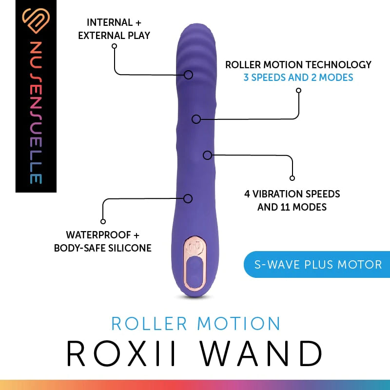 Nu Sensuelle Roxii Vertical Roller Motion Wand Vibe Ultraviolet - Rolik®