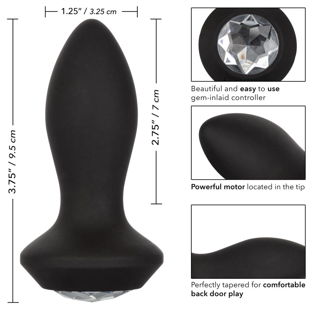 CalExotics® Power Gem® Vibrating Petite Crystal Anal Probe Black - Rolik®